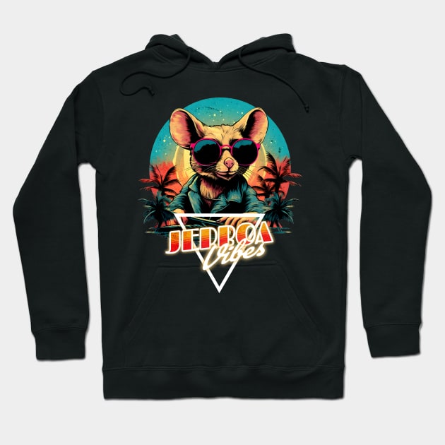 Retro Wave Jerboa Vibes Hoodie by Miami Neon Designs